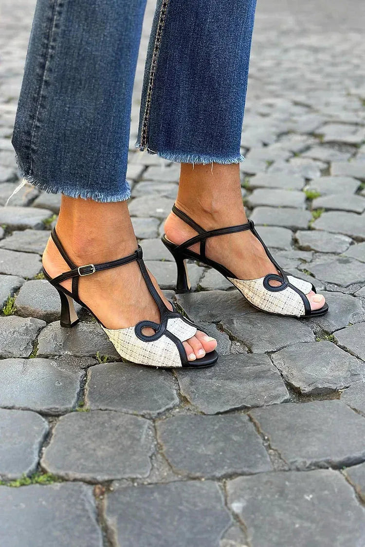 MEDIUM HEEL RETRO STYLE SANDALS