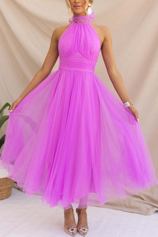Pearlina - Sleek Mesh High Neck Dress