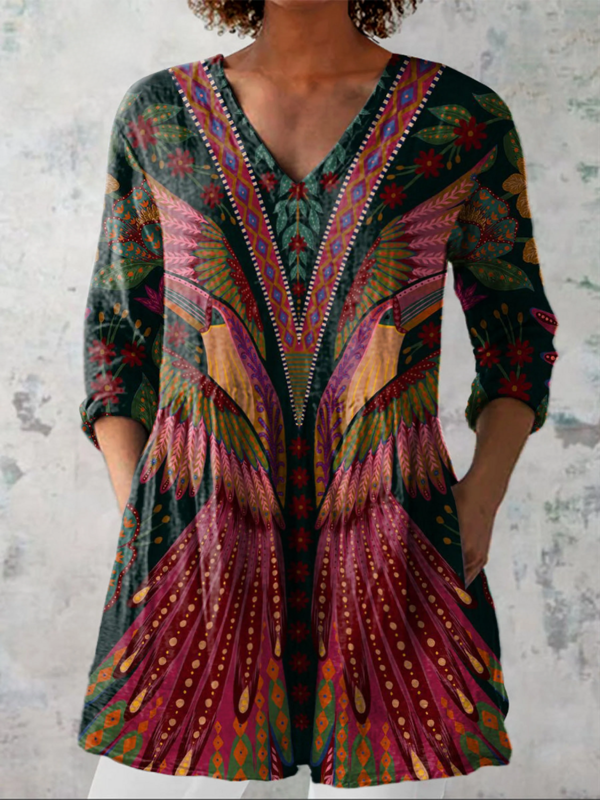 Adrianna | Long Blouse with V-Neck