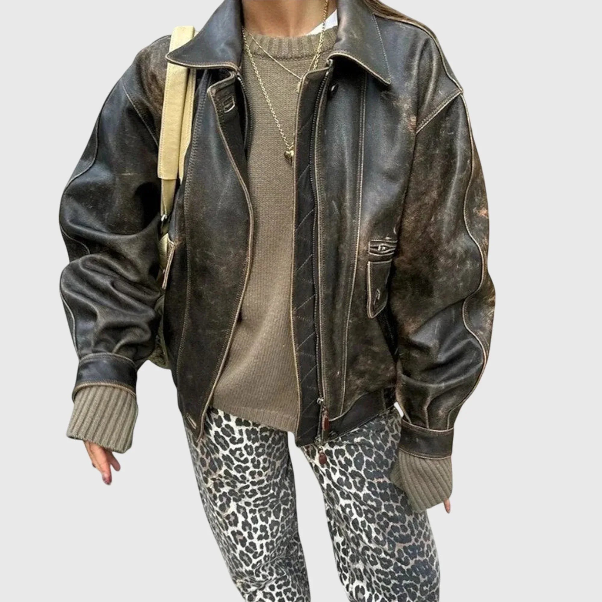Chandra - Vintage Jeans with Leopard Print