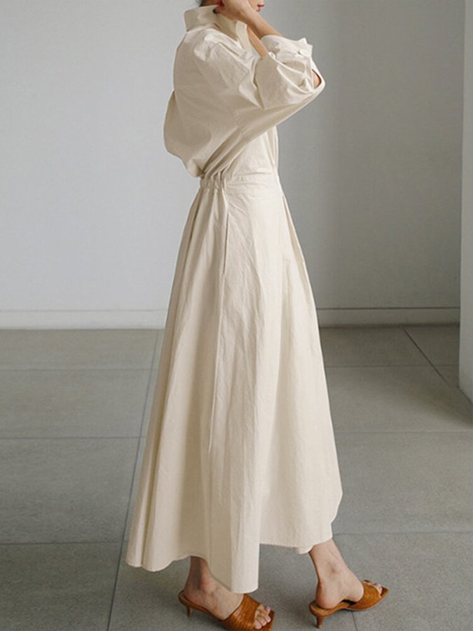 Brynn - Chic Polo Collar A-Line Swing Dress