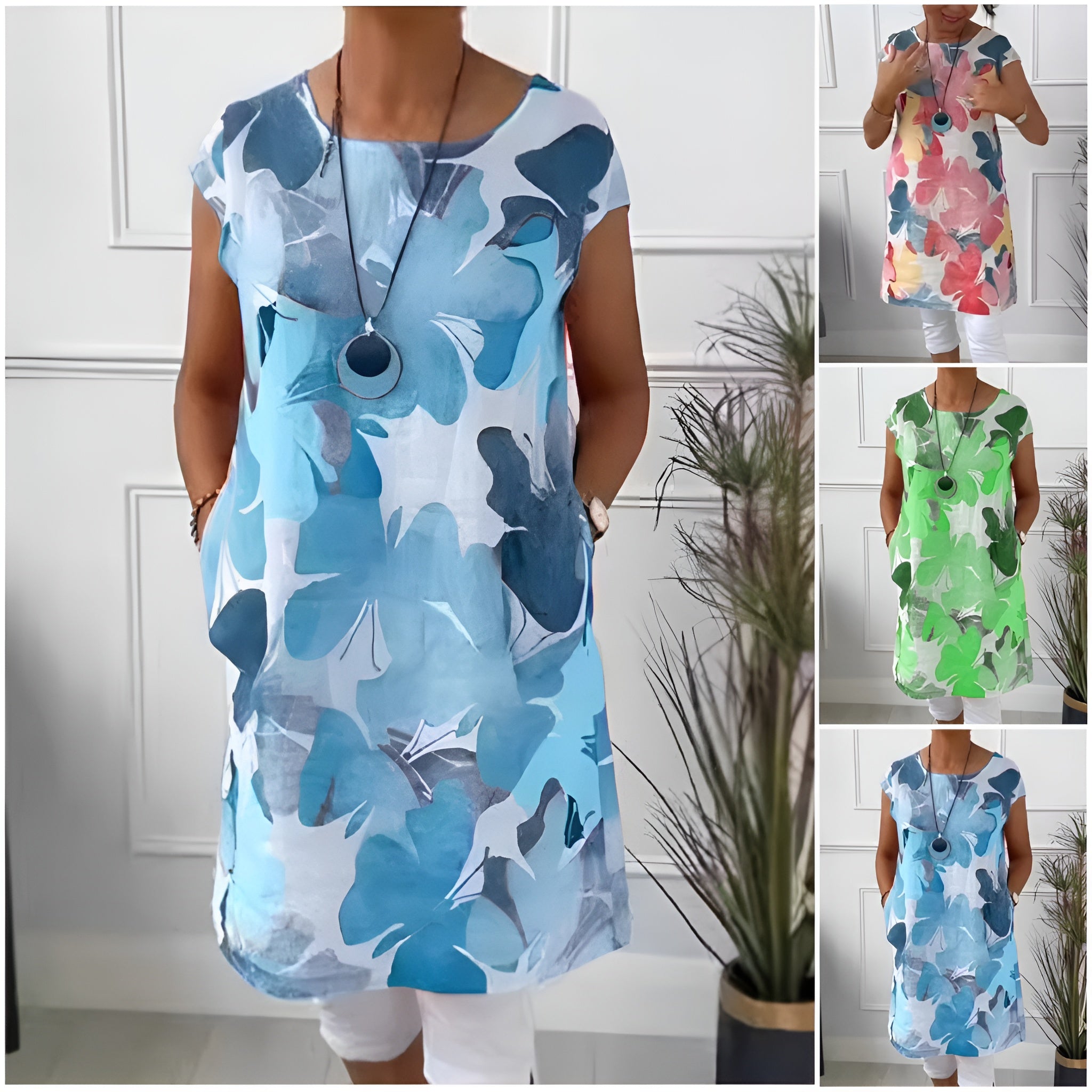 Evelyn - Casual Pocketed Short Sleeve Dress