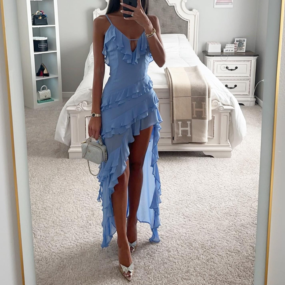 Zephyra - Luxe Irregular Tassel Maxi Dress