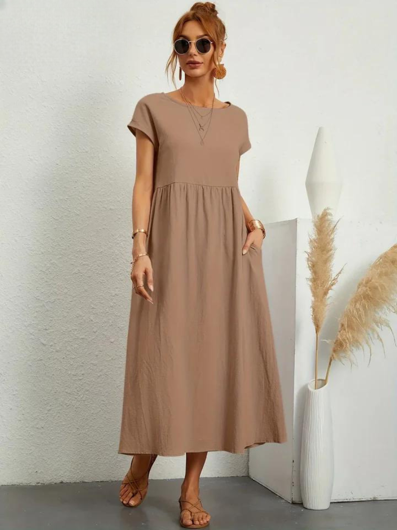 Maelis - Women's Loose Cotton-Linen Pocket Dress