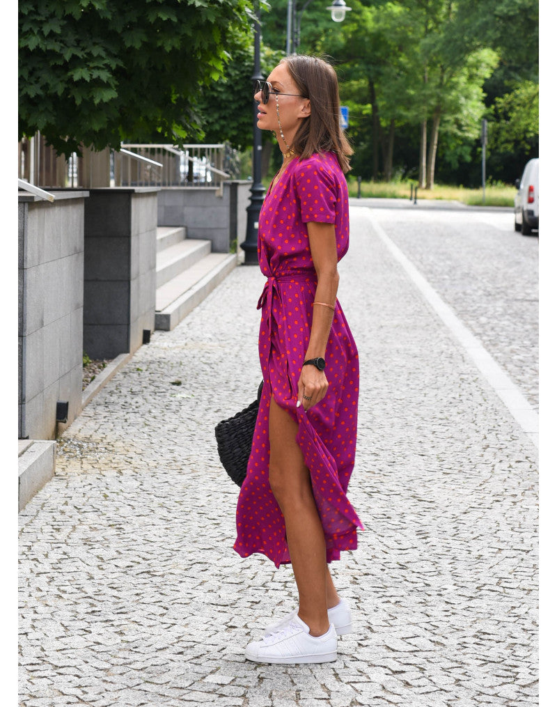 Tzahalit™ | Stylish V-Neck Floral Dress