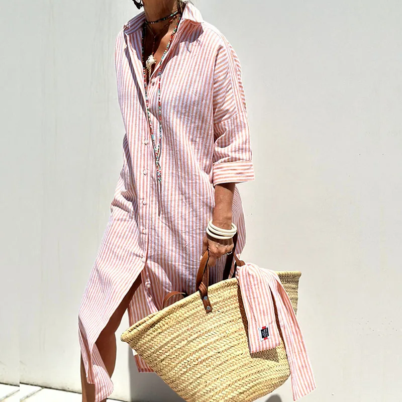 Nicole - Comfortable Striped Midi Dress