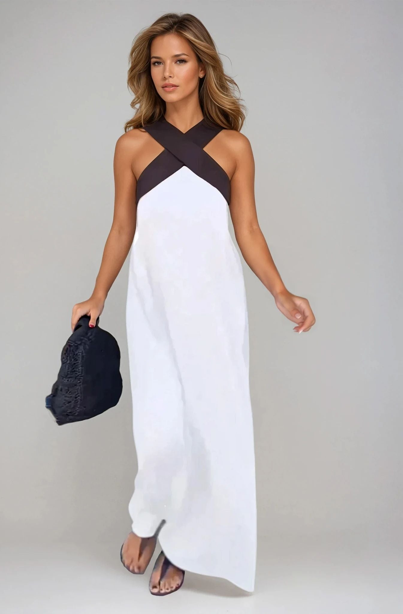 Nicole - Stylish Crossover Neckline Dress