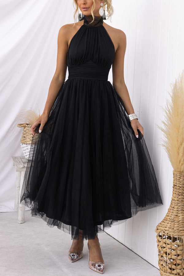 Pearlina - Sleek Mesh High Neck Dress