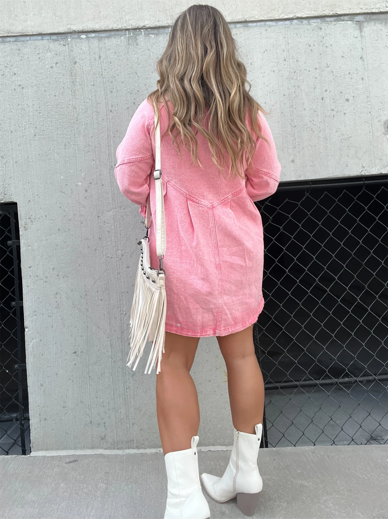 Galilea - Chic Turn-Down Collar Denim Midi Dress